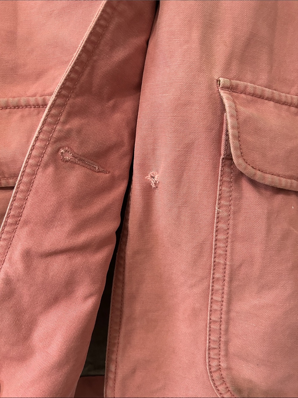 LLBean Chore Jacket Pink Canvas Barn Utility Brown Corduroy Collar Womens Medium - Picture 11 of 16